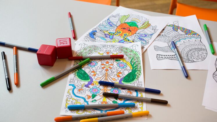 Colouring books and pens