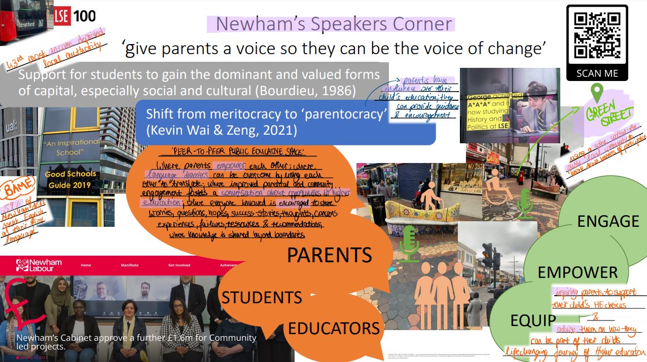 Image of poster about: 'Newham’s Speakers Corner "give parents a voice so they can be the voice of change"'