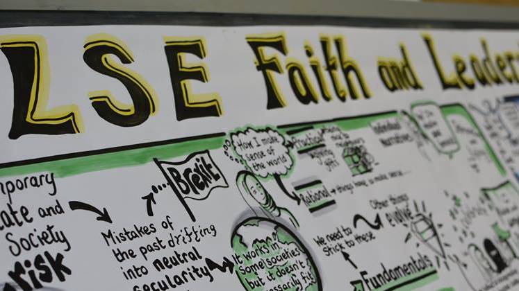 LSE Faith and Leadership cartoon banner with summary of residential.