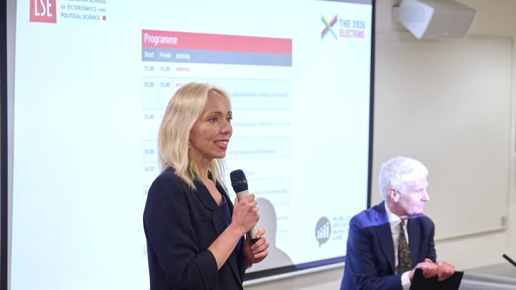 Sara Hobolt and Tony Travers speak at the elections 2026 event