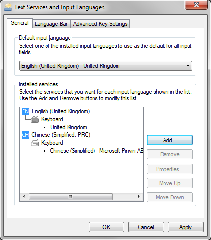 keyboard settings windows 7