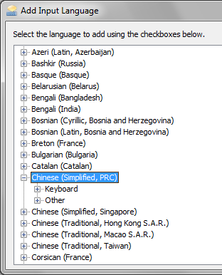 select language