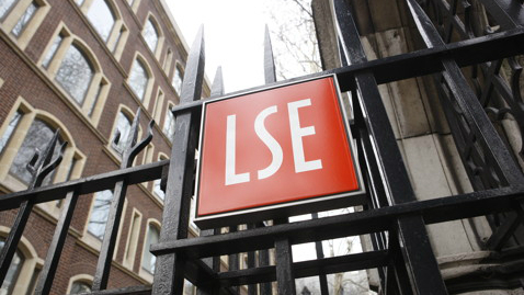 The LSE logo on a metal fence