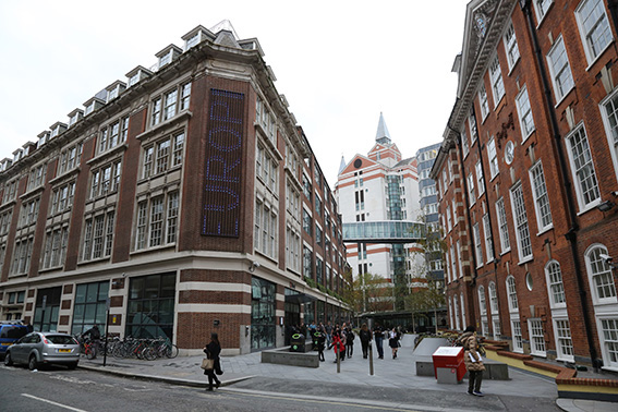 A view of the LSE Library from the corner of Portsmouth Street