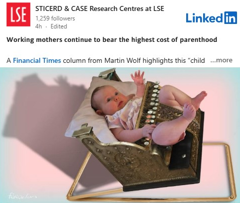 LinkedIn Media Module of FT report on LSE research on the cost of parenthood for working mothers