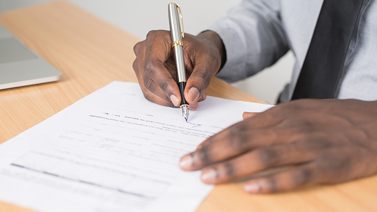 Signing a form